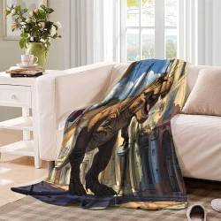 Dinosaure Plaid en Polaire Imprimé 3D Couverture Douce Confortable pour Canapé Lit Bureau