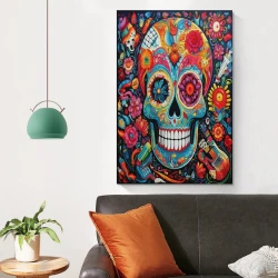 Calavera Pintura en lienzo sin marco, impresiones de pósters arte pared para decoración hogar dormitorio oficina
