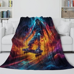 Calavera Manta de Forro Polar Impresa en 3D Suave y Acogedora para Sofá Cama Oficina