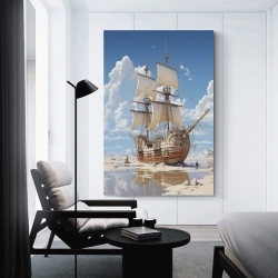 Voilier Peinture sur toile sans cadre, impressions posters art mural pour déco maison chambre bureau