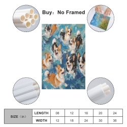 Corgi Peinture sur toile sans cadre, impressions posters art mural pour déco maison chambre bureau