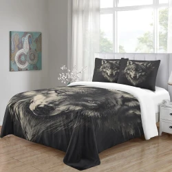 Loup Housse de Couette Imprimée 3D Douce 3 Pièces Literie Garçons Filles
