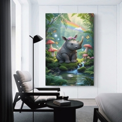 Rhinocéros Peinture sur toile sans cadre, impressions posters art mural pour déco maison chambre bureau