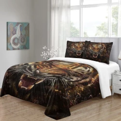 Tigre Housse de Couette Imprimée 3D Douce 3 Pièces Literie Garçons Filles