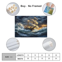 Voilier Peinture sur toile sans cadre, impressions posters art mural pour déco maison chambre bureau