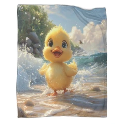 Canard jaune Plaid en Polaire Imprimé 3D Couverture Douce Confortable pour Canapé Lit Bureau