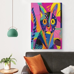 Chat Peinture sur toile sans cadre, impressions posters art mural pour déco maison chambre bureau