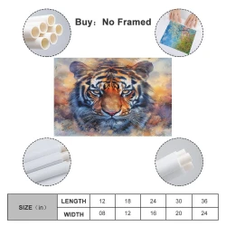Tigre Pintura en lienzo sin marco, impresiones de pósters arte pared para decoración hogar dormitorio oficina