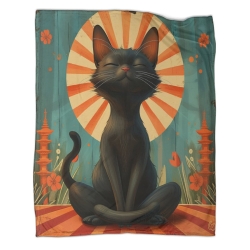 Chat Plaid en Polaire Imprimé 3D Couverture Douce Confortable pour Canapé Lit Bureau