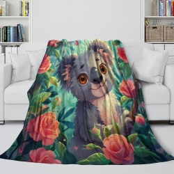Koala Plaid en Polaire Imprimé 3D Couverture Douce Confortable pour Canapé Lit Bureau