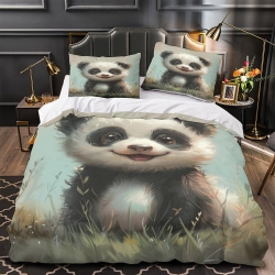 Panda Housse de Couette Imprimée 3D Douce 3 Pièces Literie Garçons Filles