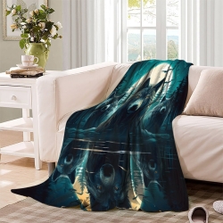 Loup Plaid en Polaire Imprimé 3D Couverture Douce Confortable pour Canapé Lit Bureau