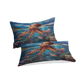 Pieuvre Housse de Couette Imprimée 3D Douce 3 Pièces Literie Garçons Filles