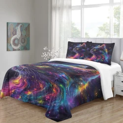 Chat Housse de Couette Imprimée 3D Douce 3 Pièces Literie Garçons Filles