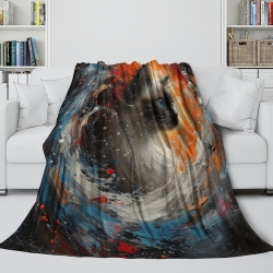 Flame Chat Plaid en Polaire Imprimé 3D Couverture Douce Confortable pour Canapé Lit Bureau