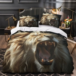 Lion Housse de Couette Imprimée 3D Douce 3 Pièces Literie Garçons Filles