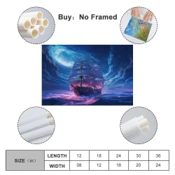 Voilier Peinture sur toile sans cadre, impressions posters art mural pour déco maison chambre bureau
