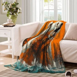 Ours polaire Plaid en Polaire Imprimé 3D Couverture Douce Confortable pour Canapé Lit Bureau