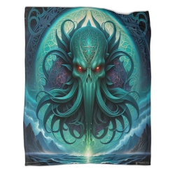 Mythe de l'horreur Cthulhu Plaid en Polaire Imprimé 3D Couverture Douce Confortable pour Canapé Lit Bureau