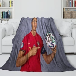 Cristiano Ronaldo Plaid en Polaire Imprimé 3D Couverture Douce Confortable pour Canapé Lit Bureau