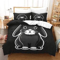 Lapin Housse de Couette Imprimée 3D Douce 3 Pièces Literie Garçons Filles