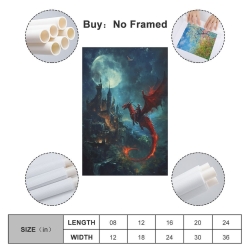 Dragon Peinture sur toile sans cadre, impressions posters art mural pour déco maison chambre bureau