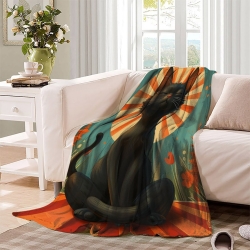 Chat Plaid en Polaire Imprimé 3D Couverture Douce Confortable pour Canapé Lit Bureau