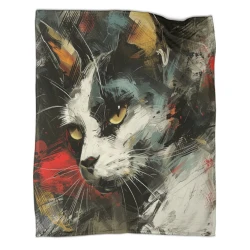 Cute Chat Plaid en Polaire Imprimé 3D Couverture Douce Confortable pour Canapé Lit Bureau