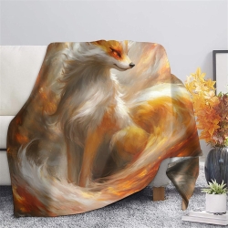 Renard Plaid en Polaire Imprimé 3D Couverture Douce Confortable pour Canapé Lit Bureau