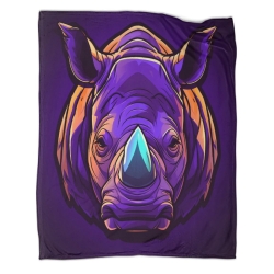 Rhinocéros Plaid en Polaire Imprimé 3D Couverture Douce Confortable pour Canapé Lit Bureau