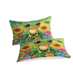 Grenouille Housse de Couette Imprimée 3D Douce 3 Pièces Literie Garçons Filles