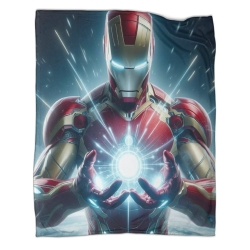 Avengers Iron Man Plaid en Polaire Imprimé 3D Couverture Douce Confortable pour Canapé Lit Bureau