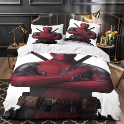 Deadpool Marvel Housse de Couette Imprimée 3D Douce 3 Pièces Literie Garçons Filles