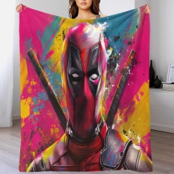 Marvel Deadpool Plaid en Polaire Imprimé 3D Couverture Douce Confortable pour Canapé Lit Bureau