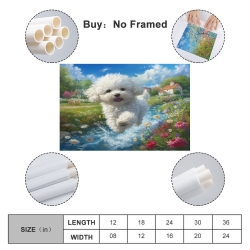 Bichon Peinture sur toile sans cadre, impressions posters art mural pour déco maison chambre bureau