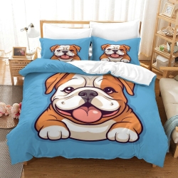 Bouledogue français Housse de Couette Imprimée 3D Douce 3 Pièces Literie Garçons Filles