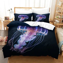 Méduse Housse de Couette Imprimée 3D Douce 3 Pièces Literie Garçons Filles