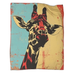 Girafe Plaid en Polaire Imprimé 3D Couverture Douce Confortable pour Canapé Lit Bureau