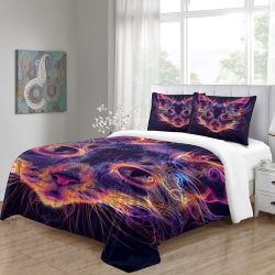 Flame Chat Housse de Couette Imprimée 3D Douce 3 Pièces Literie Garçons Filles