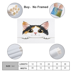 Chat de dessin animé Peinture sur toile sans cadre, impressions posters art mural pour déco maison chambre bureau