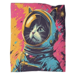 Chat Plaid en Polaire Imprimé 3D Couverture Douce Confortable pour Canapé Lit Bureau
