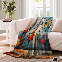 Art abstrait Plaid en Polaire Imprimé 3D Couverture Douce Confortable pour Canapé Lit Bureau