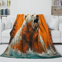 Ours polaire Plaid en Polaire Imprimé 3D Couverture Douce Confortable pour Canapé Lit Bureau