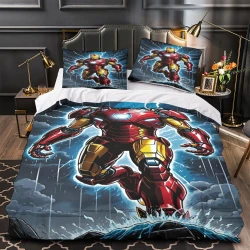 Avengers Iron Man Copripiumino Stampato 3D Morbido 3 Pezzi Biancheria da Letto per Ragazzi Ragazze