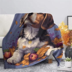 Hound Chien Plaid en Polaire Imprimé 3D Couverture Douce Confortable pour Canapé Lit Bureau