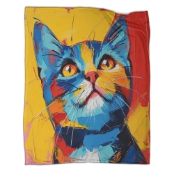 American Shorthair Chat Plaid en Polaire Imprimé 3D Couverture Douce Confortable pour Canapé Lit Bureau