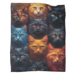 Chat Plaid en Polaire Imprimé 3D Couverture Douce Confortable pour Canapé Lit Bureau