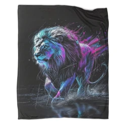 Lion Plaid en Polaire Imprimé 3D Couverture Douce Confortable pour Canapé Lit Bureau