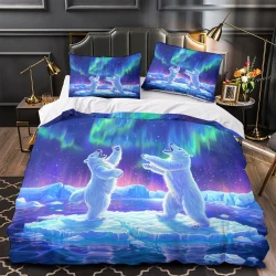 Oso polar Funda Nórdica Impresa en 3D Suave 3 Piezas Ropa de Cama para Niños Niñas