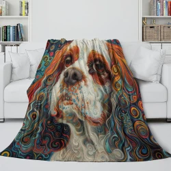 Spaniel Chien Plaid en Polaire Imprimé 3D Couverture Douce Confortable pour Canapé Lit Bureau
